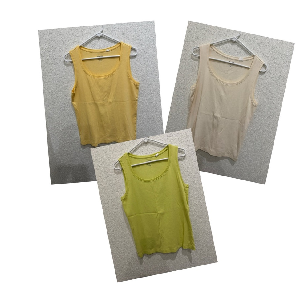 Lot of 3 ~ Chico's Vibrant Yellow, Cream, and Lime Tank Tops